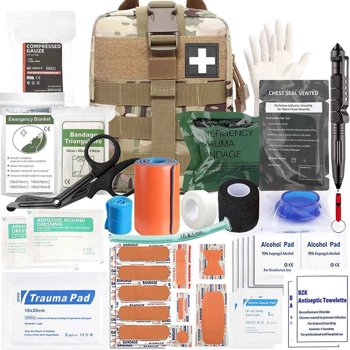 74 Piece Ifak Trauma Kit Upgrade Tactical First Aid Supplies with Molle Pouch Rip Away for Survival Camping