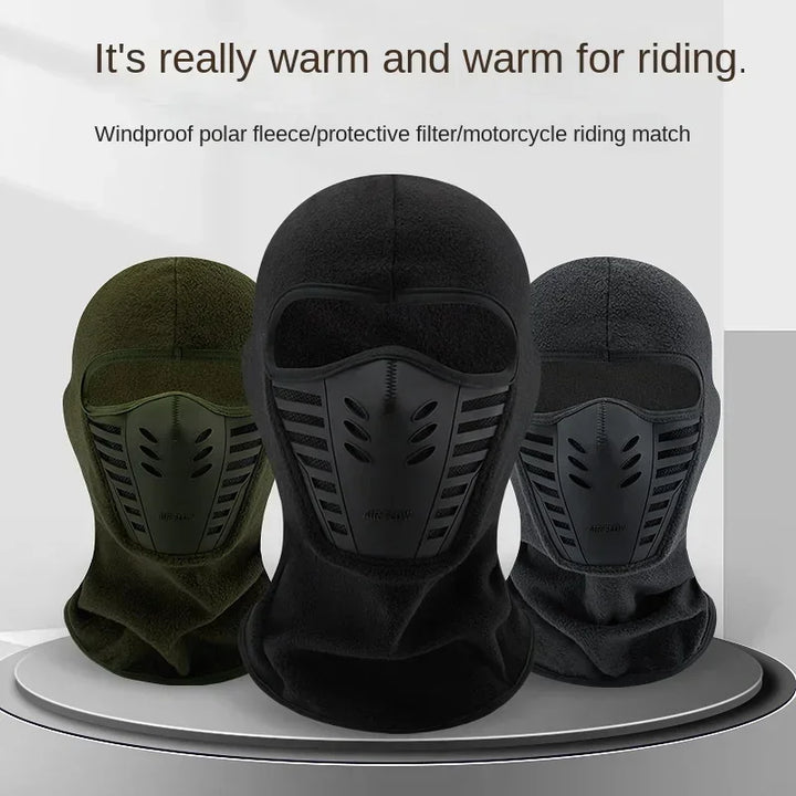 Winter Windproof Dustproof Face Shield Fleece Motorcycle Mask Thermal Neck Full Face Mask Keep Warm Riding Balaclava Biker Ski