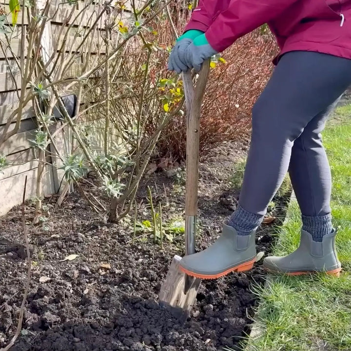 Stainless Steel Planting Spade, Heavy Duty, Durable Blade & Wooden Handle for Digging, Planting & Soil Prep