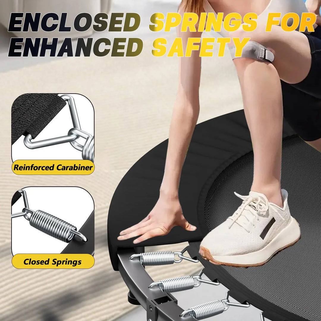 Rebounder Trampoline for Adults - 40" Foldable Mini Trampoline Fitness Rebounder with Adjustable U-Bar Handle, Max Load 350lbs,S