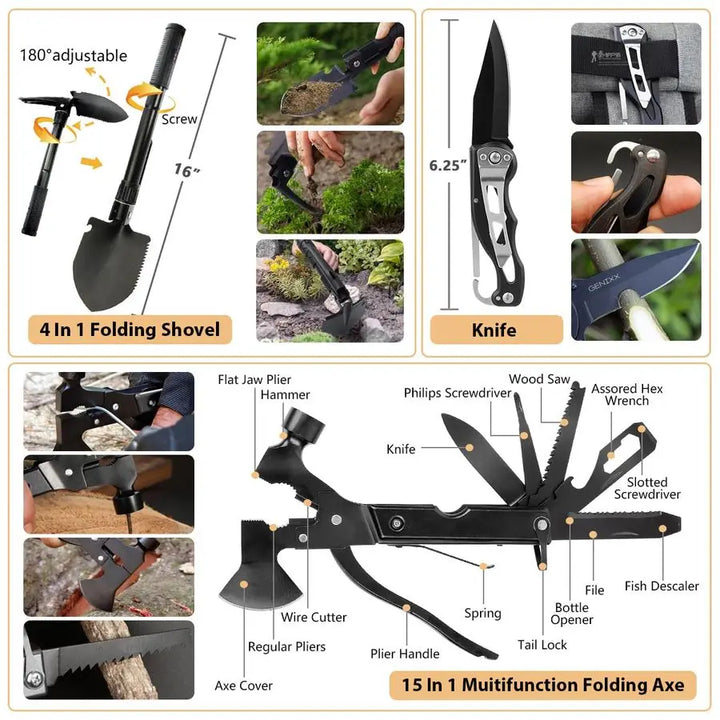 Kit, 250Pcs Survival Gear First Aid Kit with Molle System Compatible Bag and Emergency Tent, Emergency Kit for Earthquake, Outdo