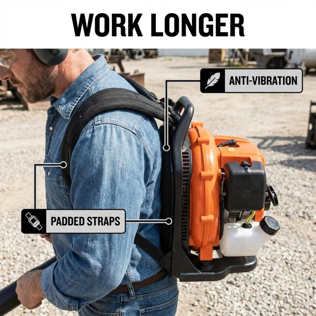 Heavy Duty 63CC Engine Landscape Snow Removal Backpack Gasoline Leaf Blower Delivers 850CFM Strong Wind And Easy Start