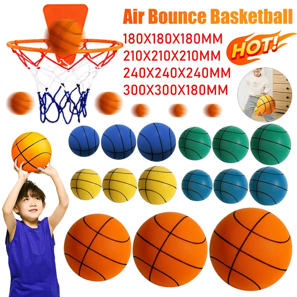18/21/24 cm Indoor Silent Basketball And Hoop High-Resilience Bouncing Mute Ball Squeezable Sports Basketball For Indoor Sports