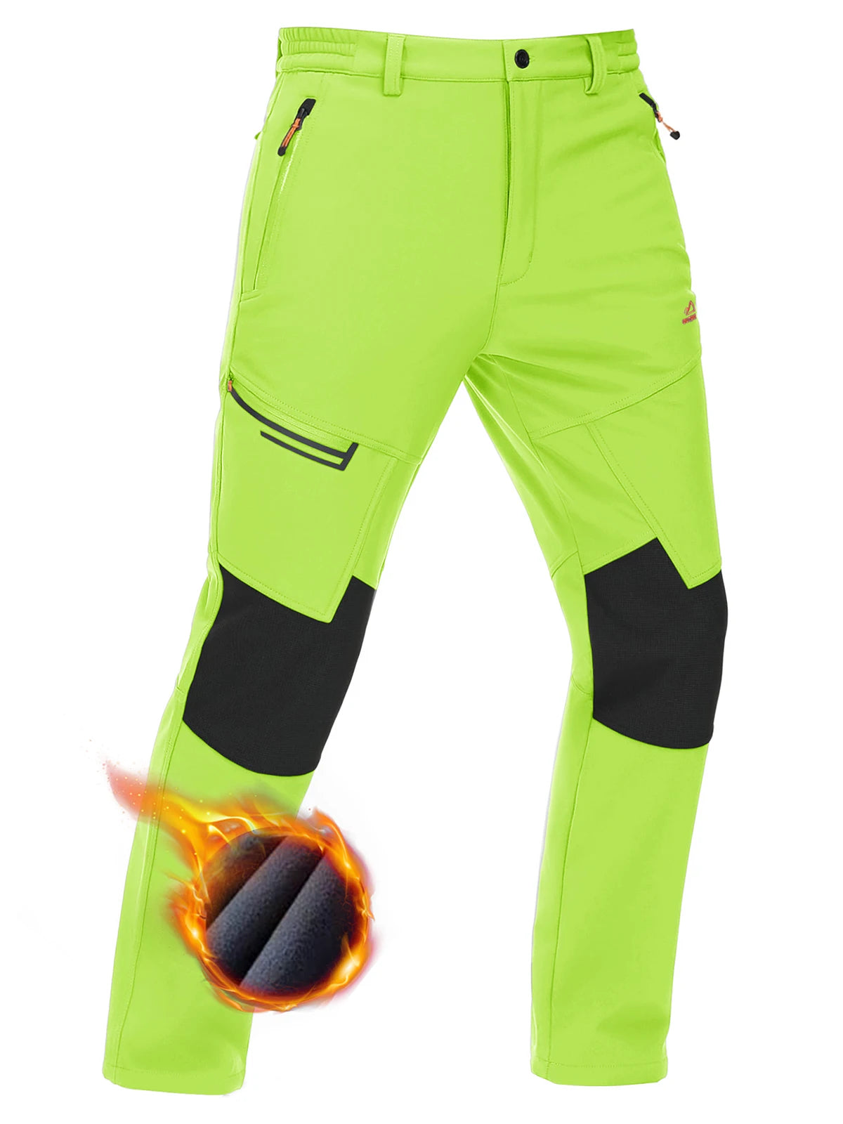 Men's Winter Thicken Fleece  Hiking Pants Warm Waterproof Outdoor Ski Camping Fishing Work Trousers with Zip Pockets