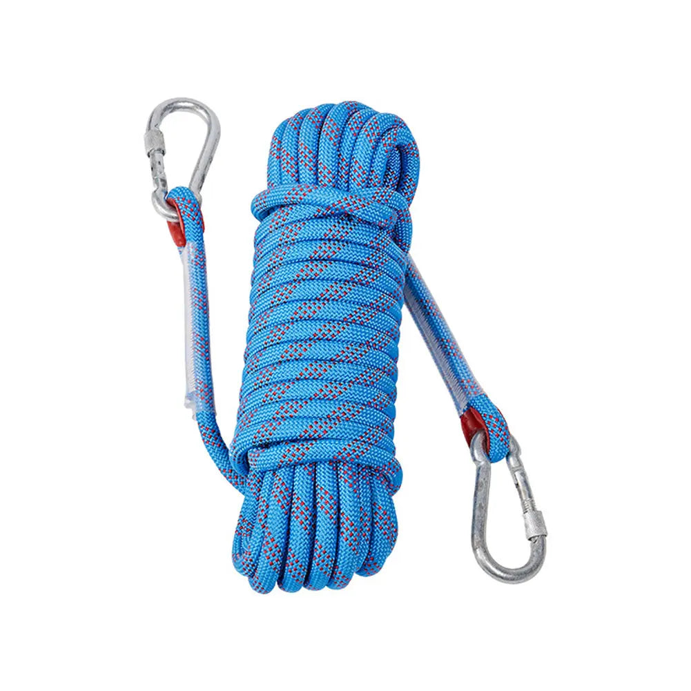 10mm Rock Climbing Rope with Hooks for Outdoor Static Rappelling Mountaineering Rescue and Fire Escape