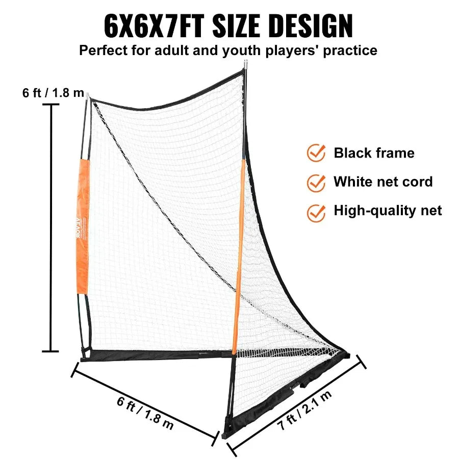 Lacrosse Goal 6' x 6' Lacrosse Net Portable Lacrosse Goal with Carry Bag Fiberglass Rod Backyard Lacrosse Training Equipment E