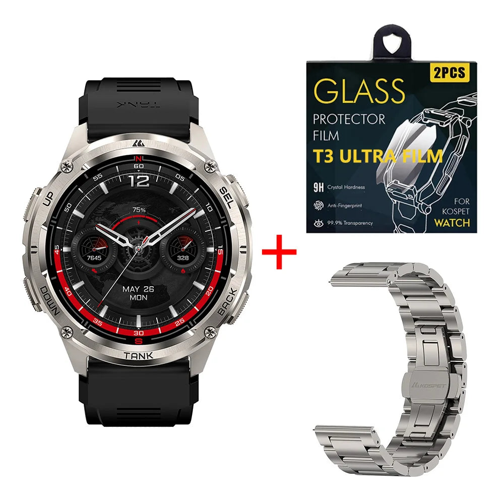 KOSPET TANK T3 Ultra 2 GPS Smart Watch For Men Smartwatch Compass Altimeter Barometric 5ATM IP69K Waterproof AMOLED Mens Watches