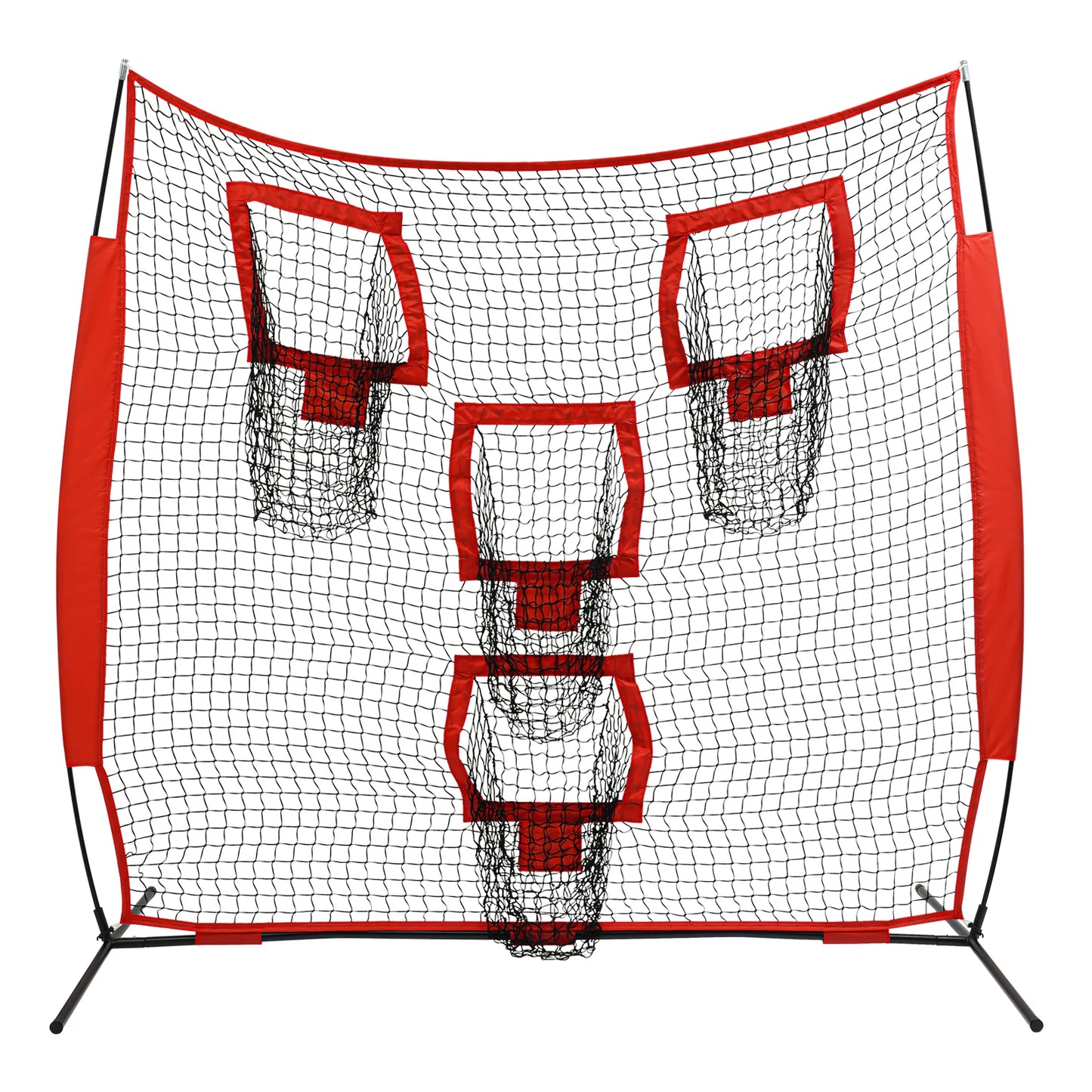 Football Target Net, 7*7ft Football Trainer Throwing Net, Football Training Net with 4 Target Pockets for Sports Grounds