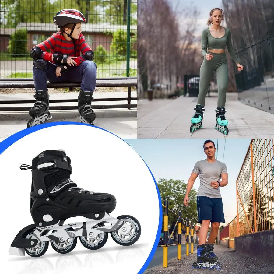 Adults Adjustable Inline Skates, Safe and Durable Roller Skates with Giant Wheels, High Performance Professional Skates for Men