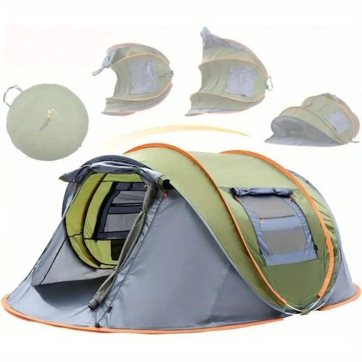 Camping Tent - 4-Person Easy Pop Up Tent with 2 Doors - UPF50+ Waterproof
