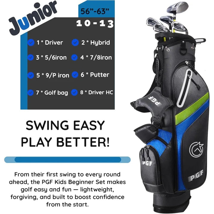 PGF Gold TP JR Kids Junior Golf Club Set – Lightweight Junior Golf Clubs with Stand Bag for Boys & Girls