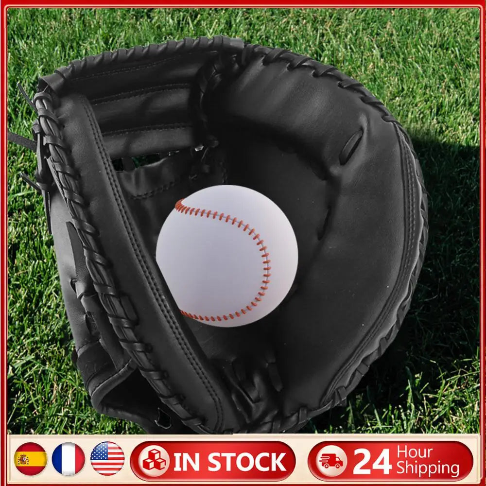 Baseball Softball Catcher PU Leather Baseball Mitt Thicken Beginner Play Training Wear-resistant Catcher Mitt for Outdoor Sports