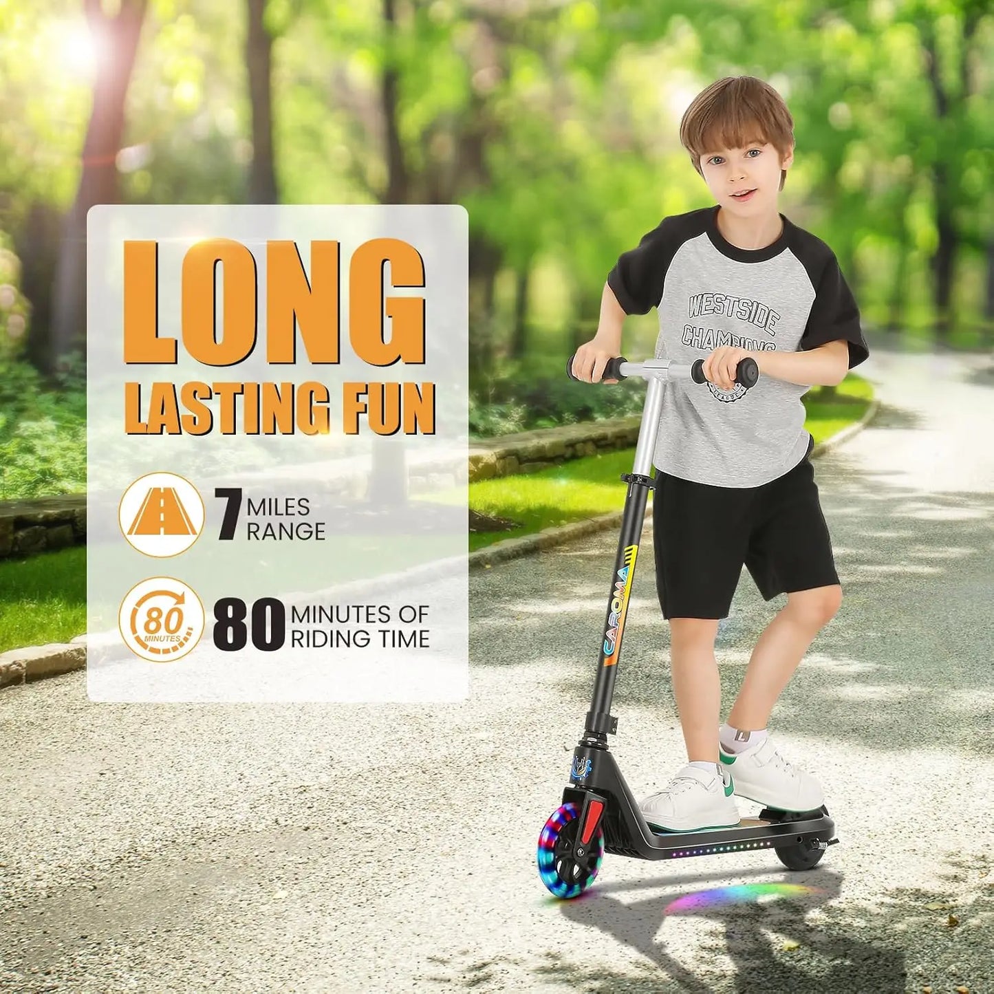 Kids Electric Scooter 120W Motor Adjustable LED Display