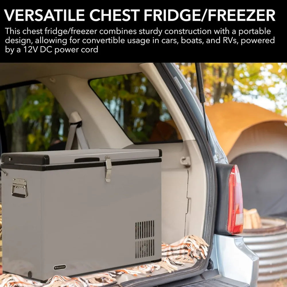 FM-65G 65 Quart Portable Refrigerator and Deep, AC 110V/ DC 12V, Real Chest Freezer for Car, Home, Camping, and RV with-8°F to