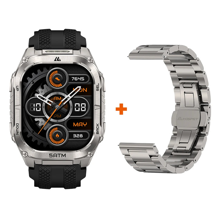 KOSPET TANK M4C Rugged Smartwatch for Men Military-Grade GPS Watch with Flashlight 5ATM Waterproof Health & Fitness Tracker