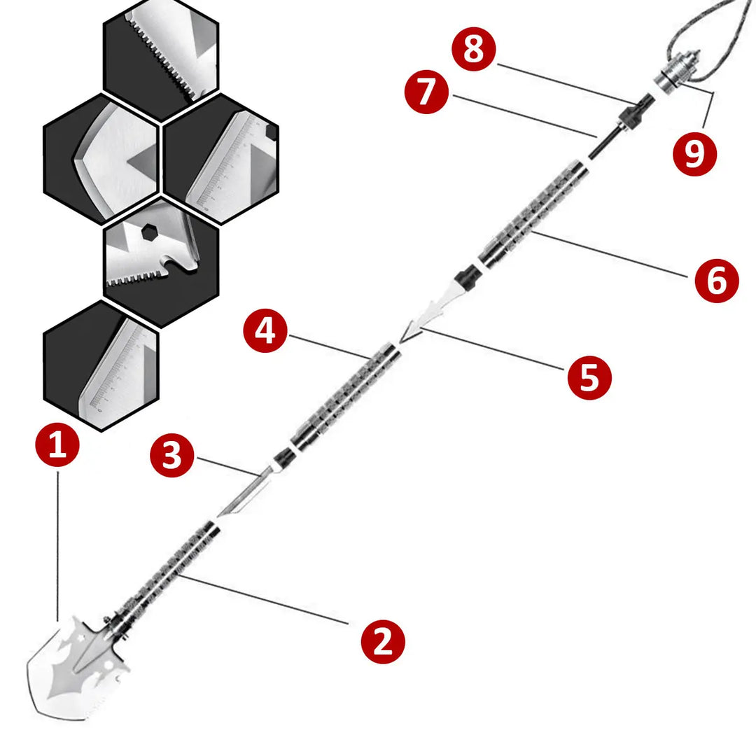 Multi Functional Detachable Foldable Military Electric Shovel Outdoor Survival Equipment Self-Defense Tools Camping Accessories