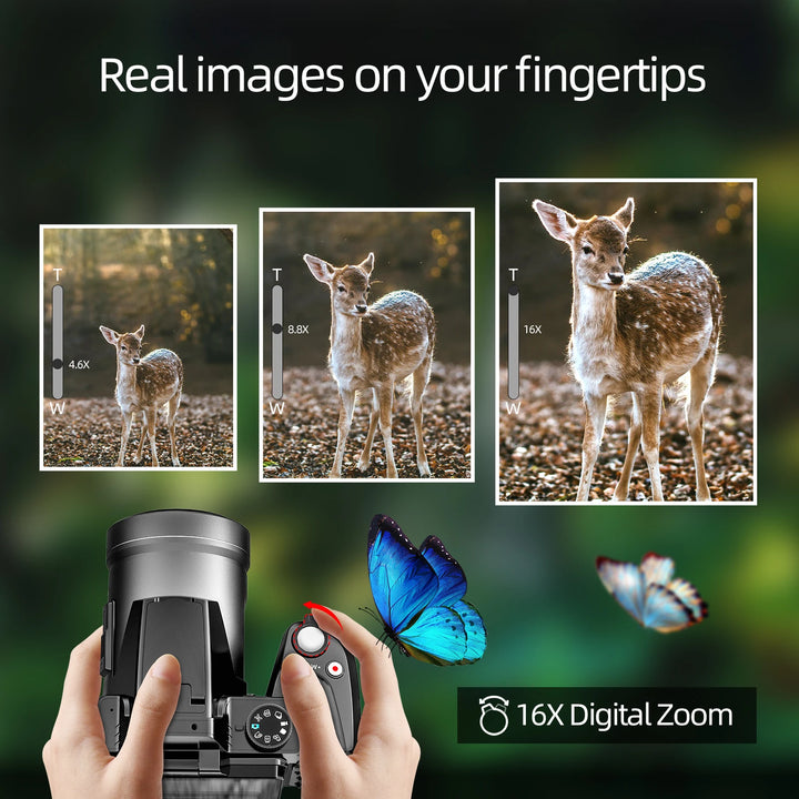 NBD S205E 64MP Professional Digital Camera for Photography 4K Vlogging Camera with 3’’ Flip Screen 16X Digital Zoom 32GB TF Card