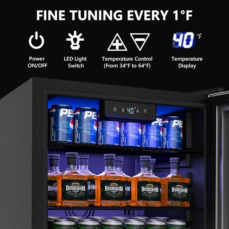 Beverage Refrigerator Cooler - 126 Can Mini Fridge with Glass Door for Soda Beer, Wine, Beverage Cooler for Home, Office