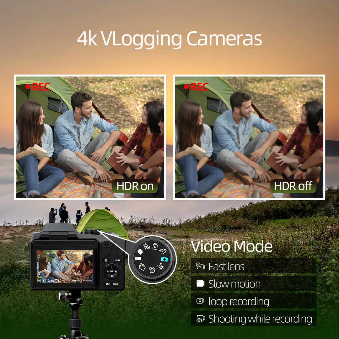 NBD S205E 64MP Professional Digital Camera for Photography 4K Vlogging Camera with 3’’ Flip Screen 16X Digital Zoom 32GB TF Card