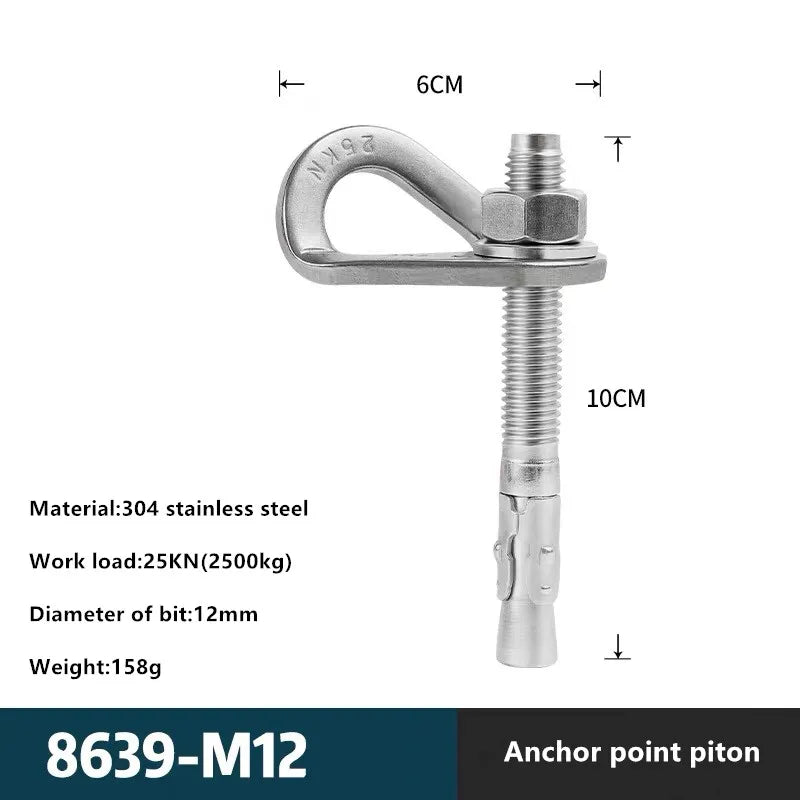 Rock Climb Anchor Point Piton Nut 304 Stainless Steel Anchor Bolt Hanger Plate Expansion Nail Caving Belay Rigging M8 M10 M12
