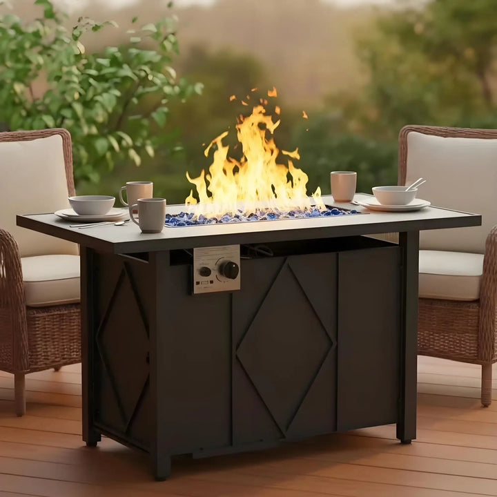 JHK 43 Inch Outdoor Propane Fire Pit Table 50,000 BTU Fire Pit for Outside Patio Garden Backyard Deck Balcony CSA Certification