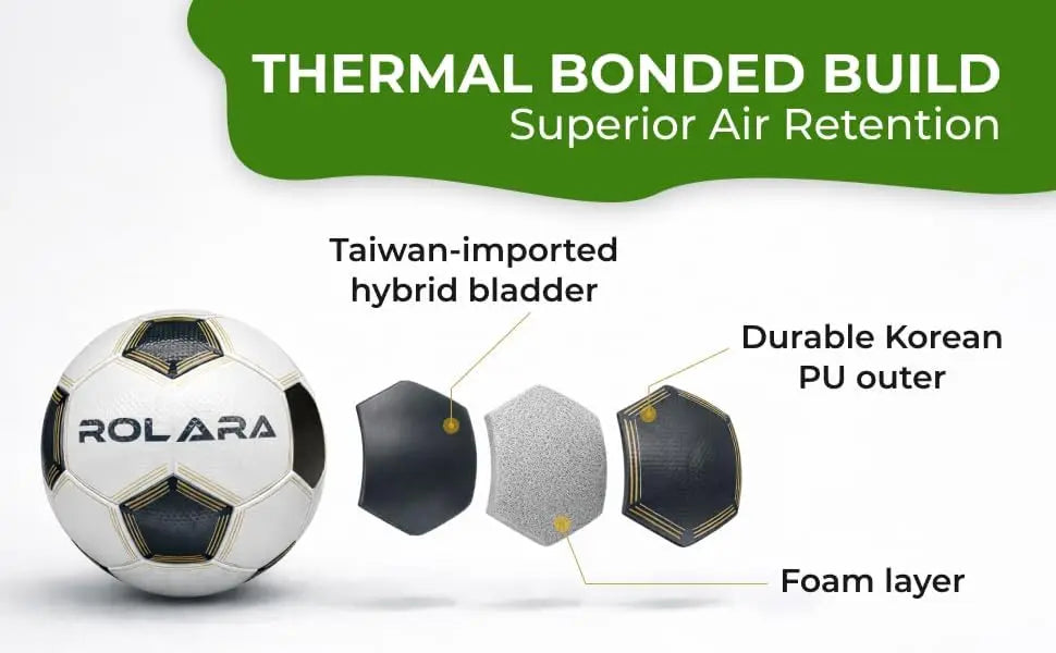 Gold Series Soccer Ball Size 5 - NFHS Approved Thermal Bonded Korean PU Leather Professional Match