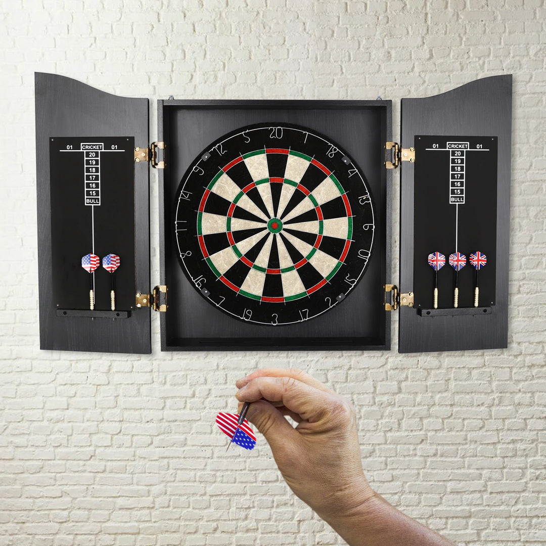 Electronic Dartboard Set with Cabinet & Integrated Scoreboard - Includes 6 Soft-Tip Darts for Family Game Rooms & Home