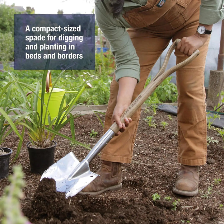 Stainless Steel Planting Spade, Heavy Duty, Durable Blade & Wooden Handle for Digging, Planting & Soil Prep