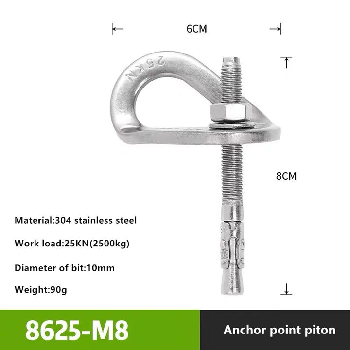 Rock Climb Anchor Point Piton Nut 304 Stainless Steel Anchor Bolt Hanger Plate Expansion Nail Caving Belay Rigging M8 M10 M12