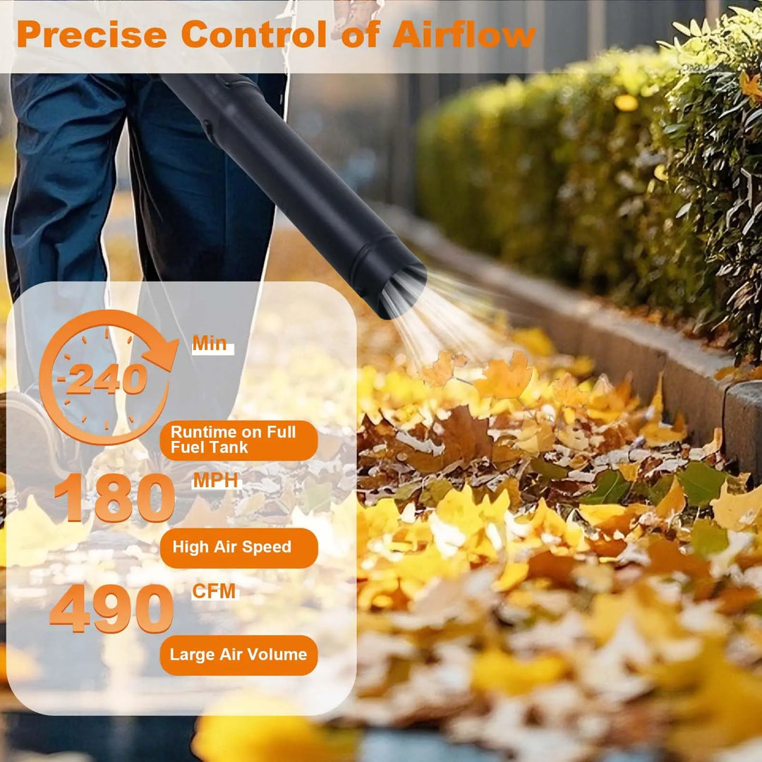 Gas Powered Leaf Blower,2Stroke Gasoline Backpack Grass Blower with Air-Cooled, 880 CFM Air Volume, 320 MPH Speed, Variable Spee