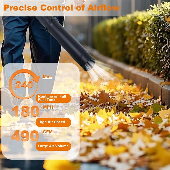 Gas Powered Leaf Blower,2Stroke Gasoline Backpack Grass Blower with Air-Cooled, 880 CFM Air Volume, 320 MPH Speed, Variable Spee