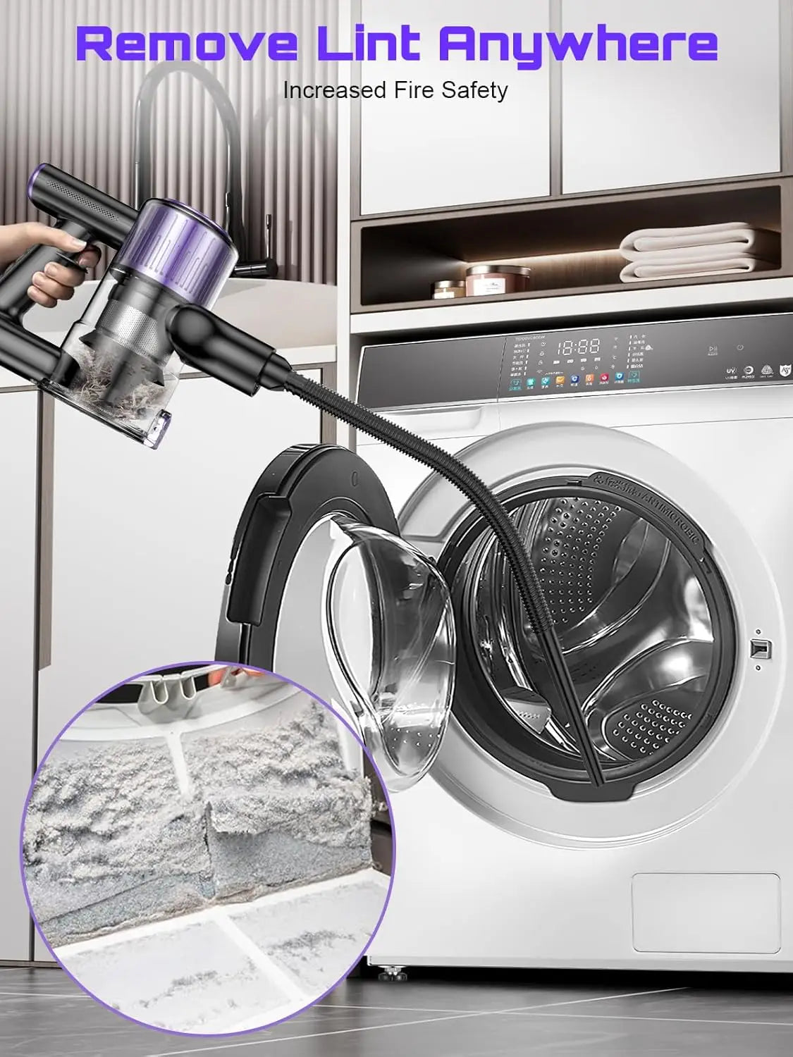 Cordless Vacuum Cleaner, 40Kpa/500W/45min 10 in 1 Powerful Stick Lightweight Vacuum Cleaner for Home Pet Hair/Hard Floor/Carpet