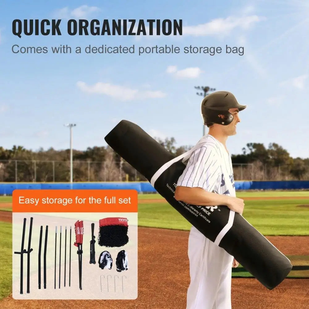 7FTx7FT BASEBALL SOFTBALL PRACTICE NET FOR HITTERS CATCHERS PITCHERS WITH BOW FRAME CARRY BAG 12 BALLS BALL COLLECTOR