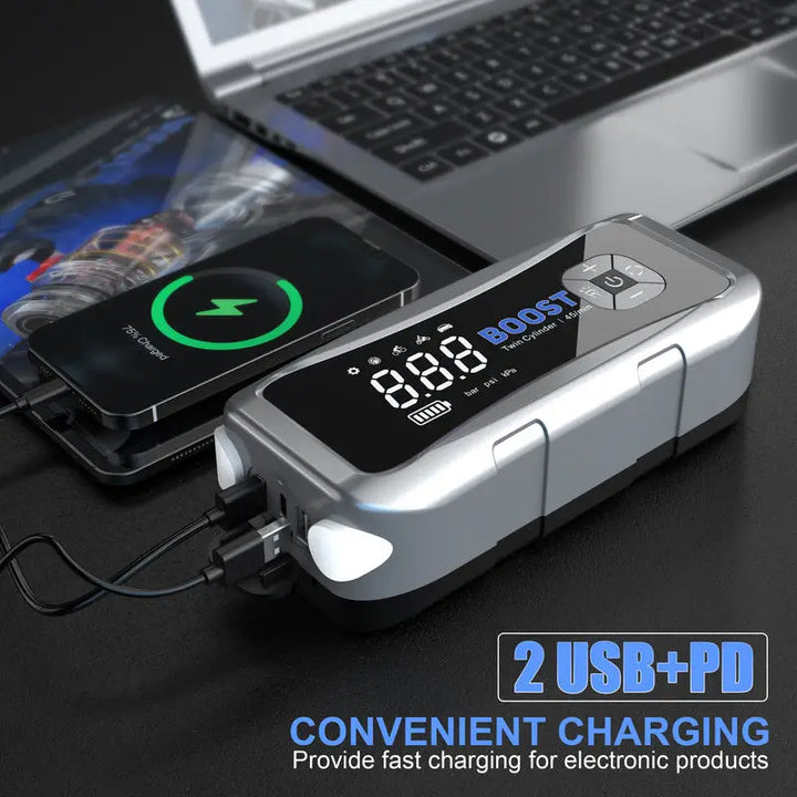 20000mAh Car Jump Starter Air Pump 12V  Professional Auto Booster Gas&Diesel Battery Starter 4000A Portable Splitter Battery