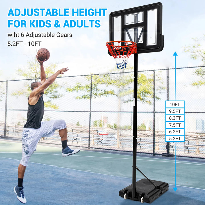 Basketball Hoop Outdoor 5.2ft-10ft Adjustable For Kids Youth Adults Portable Basketball Hoop Goal System in Backyard/Driveway