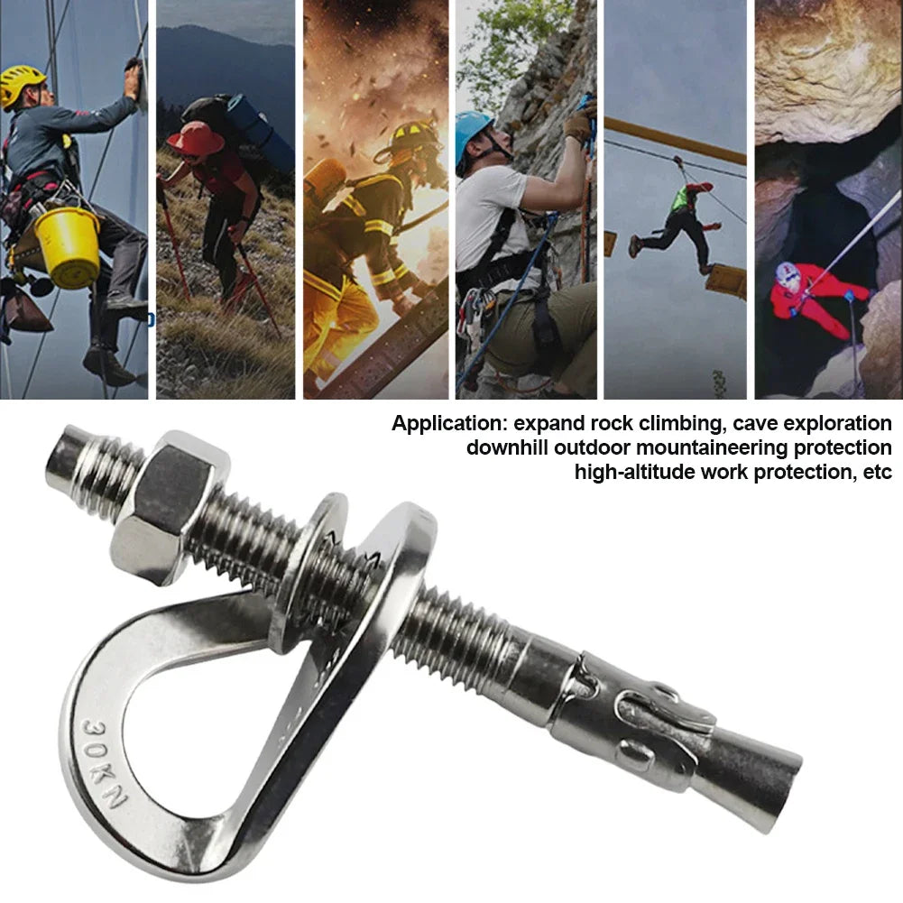 Rock Piton Climb Anchor Point Nut Anchor Bolt Hanger Plate Expansion Nail 304 Stainless Steel Caving Climbing Rigging M8 M10 M12