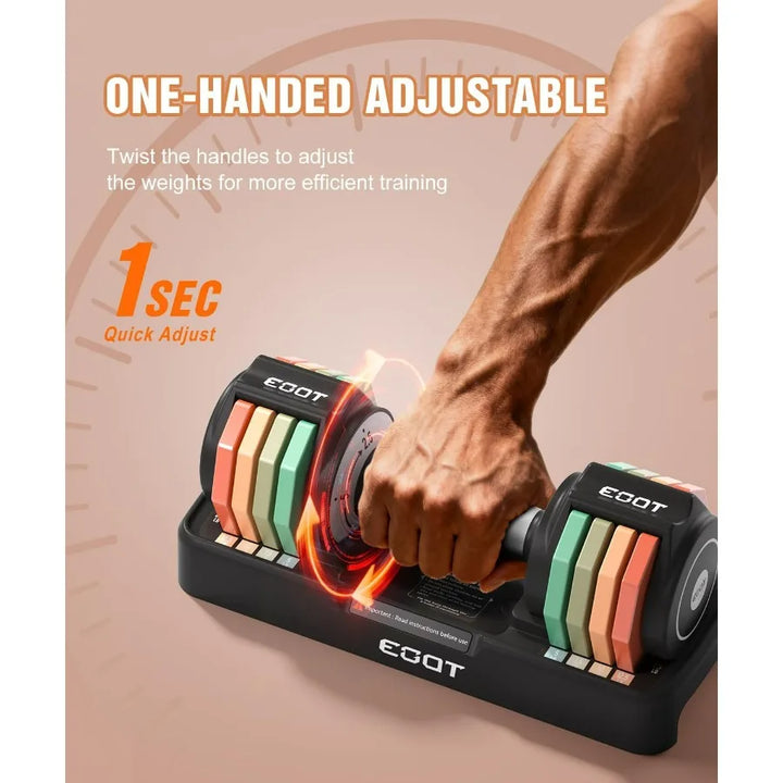 Adjustable Dumbbells Set/Single, 12.5LB 5 in 1 Free Adjustable Dumbbell Set with Anti-Slip Handle & Rainbow-colored Weight Plate