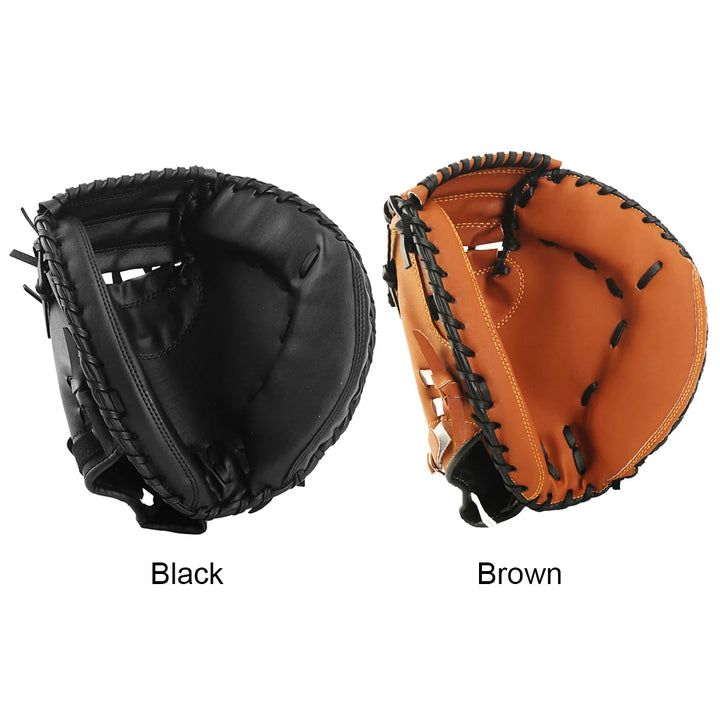 Baseball Softball Catcher PU Leather Baseball Mitt Thicken Beginner Play Training Wear-resistant Catcher Mitt for Outdoor Sports