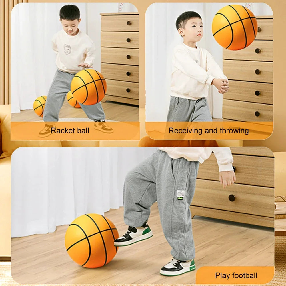 18/21/24 cm Indoor Silent Basketball And Hoop High-Resilience Bouncing Mute Ball Squeezable Sports Basketball For Indoor Sports