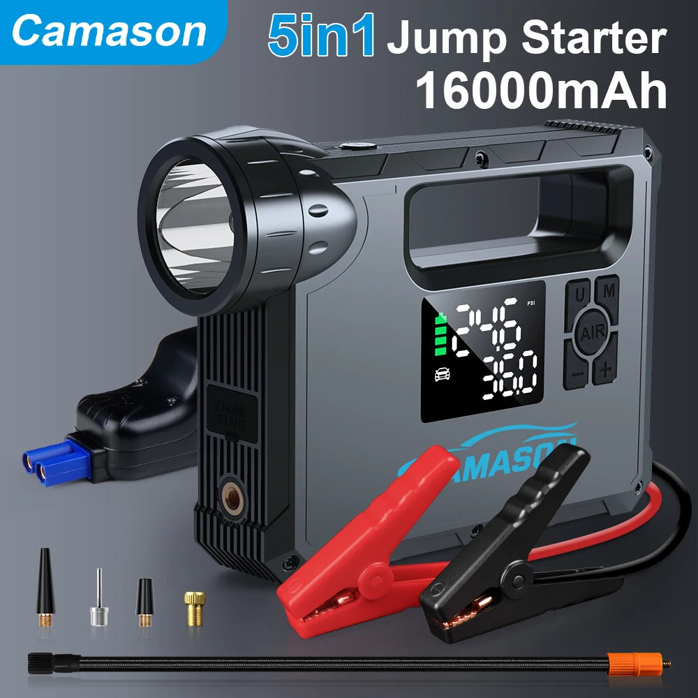 5 in 1 Car Jump Starter with air Compressor 