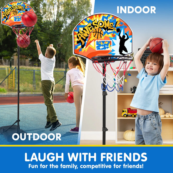 JOYFY 2.8-6.2 ft Adjustable Kids Basketball Hoop with 4 Balls Toddler Indoor Outdoor Basket Ball Game Set for Boys Girls