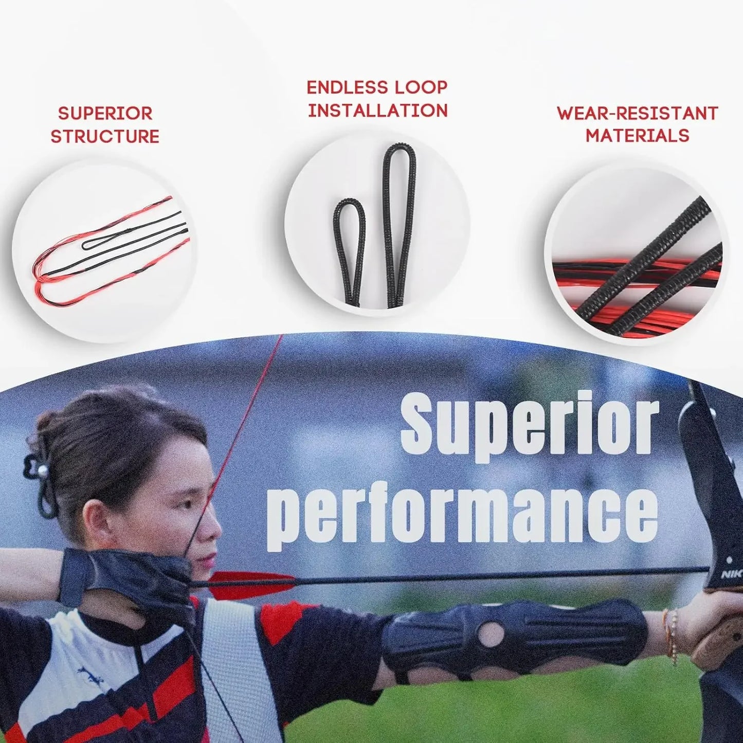 Recurve Bow String 56 62 AMO 12 14 16 Strands Brass Nocks