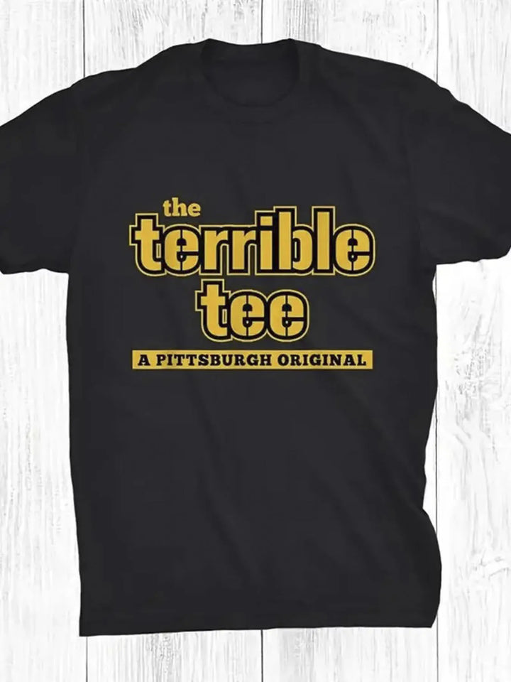 Pittsburgh football style cartoon 1pc 100 cotton casual Mens T-shirt round neck cotton short sleeved T-shirt holiday gift