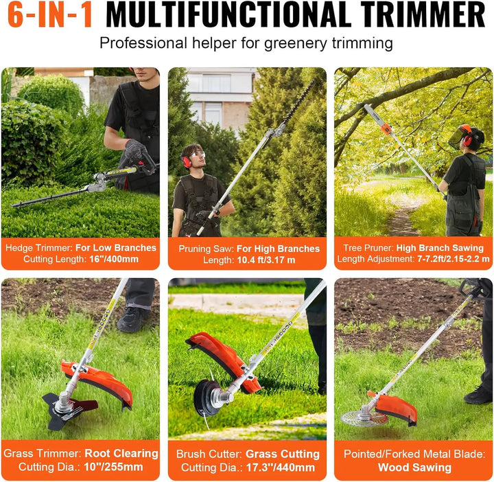 Hot sales 33CC 5-in-1 Multi-Functional Trimming Tools, Gas Hedge Trimmer, Weed Eater, String Trimmer, Brush Cutter, Edger, Pole