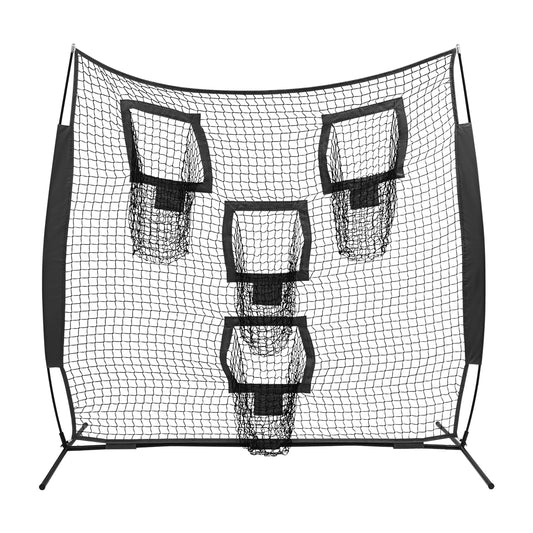 Football Target Net, 7*7ft Football Trainer Throwing Net, Football Training Net with 4 Target Pockets for Sports Grounds