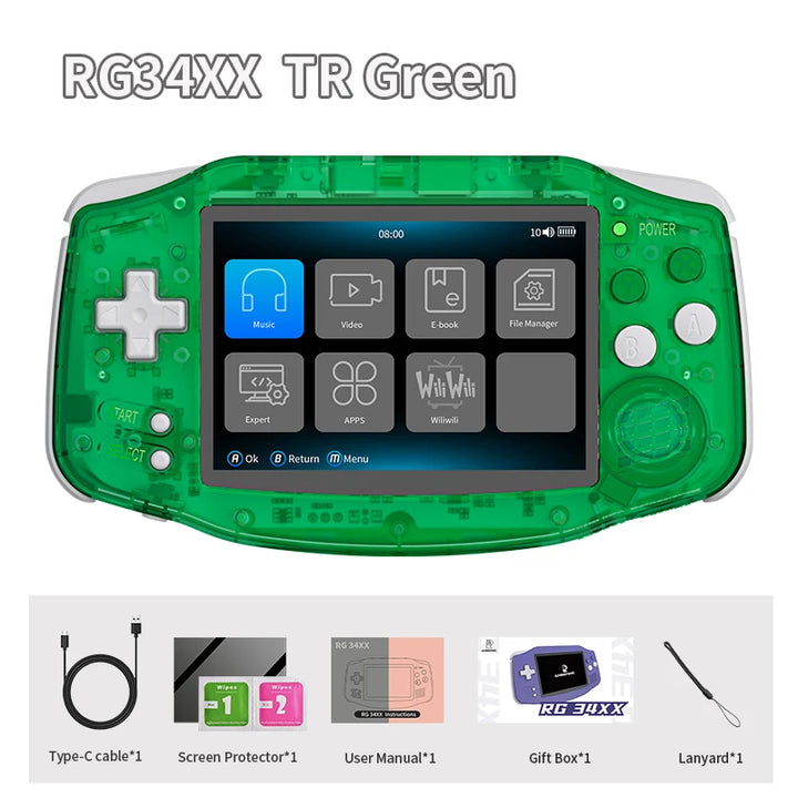 ANBERNIC RG34XX Retro Handheld Game Console 3.4" IPS Screen Linux 64-bit Video Gaming Player Support WiFi Bluetooth HD TV Output