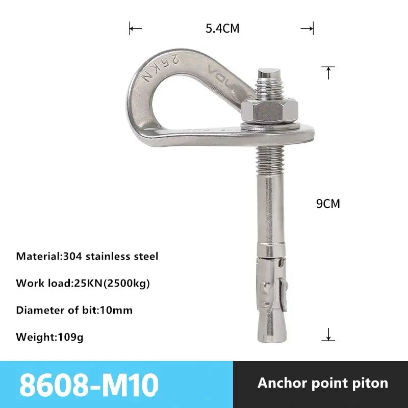 Rock Climb Anchor Point Piton Nut 304 Stainless Steel Anchor Bolt Hanger Plate Expansion Nail Caving Belay Rigging M8 M10 M12