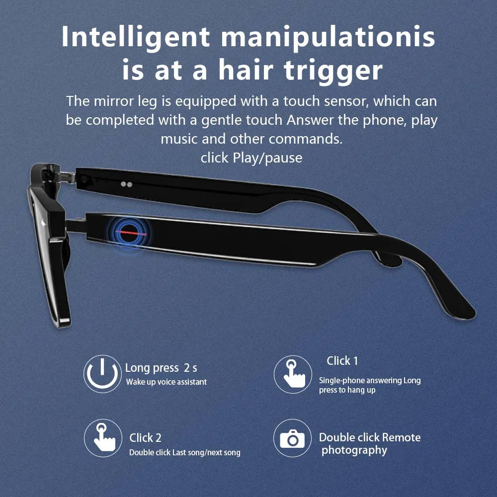 LAXASFIT Smart Bluetooth Glasses Sunglasses Talking Outdoor Sports Headset UV Protective Eyewear for Men and Women Holiday Gift