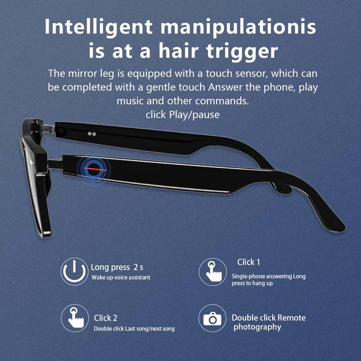 LAXASFIT Smart Bluetooth Glasses Sunglasses Talking Outdoor Sports Headset UV Protective Eyewear for Men and Women Holiday Gift