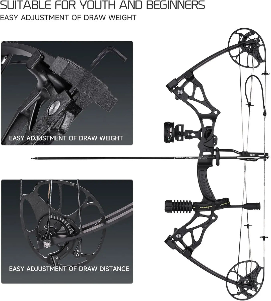 Lightweight Compound Bow Right Hand 0 To 70 Lbs Adjustable